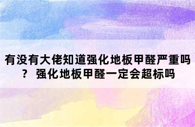 有没有大佬知道强化地板甲醛严重吗？ 强化地板甲醛一定会超标吗